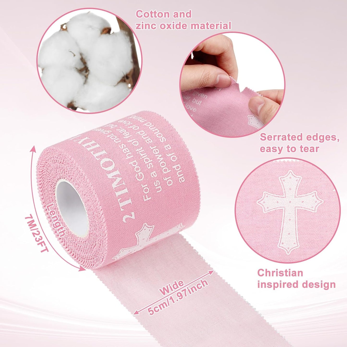 Christian Athletic Tape | 2 Pcs Cotton Sports Wrap 2in x 23ft | White
