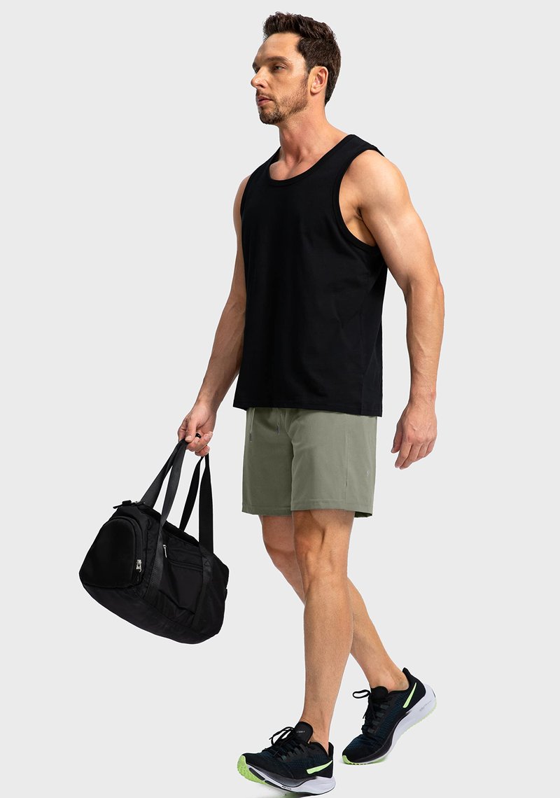 Men's Running Shorts with Zipper Pockets 7 Inch Lightweight Quick Dry Gym Athletic Workout Shorts for Men (Green Sage, M)