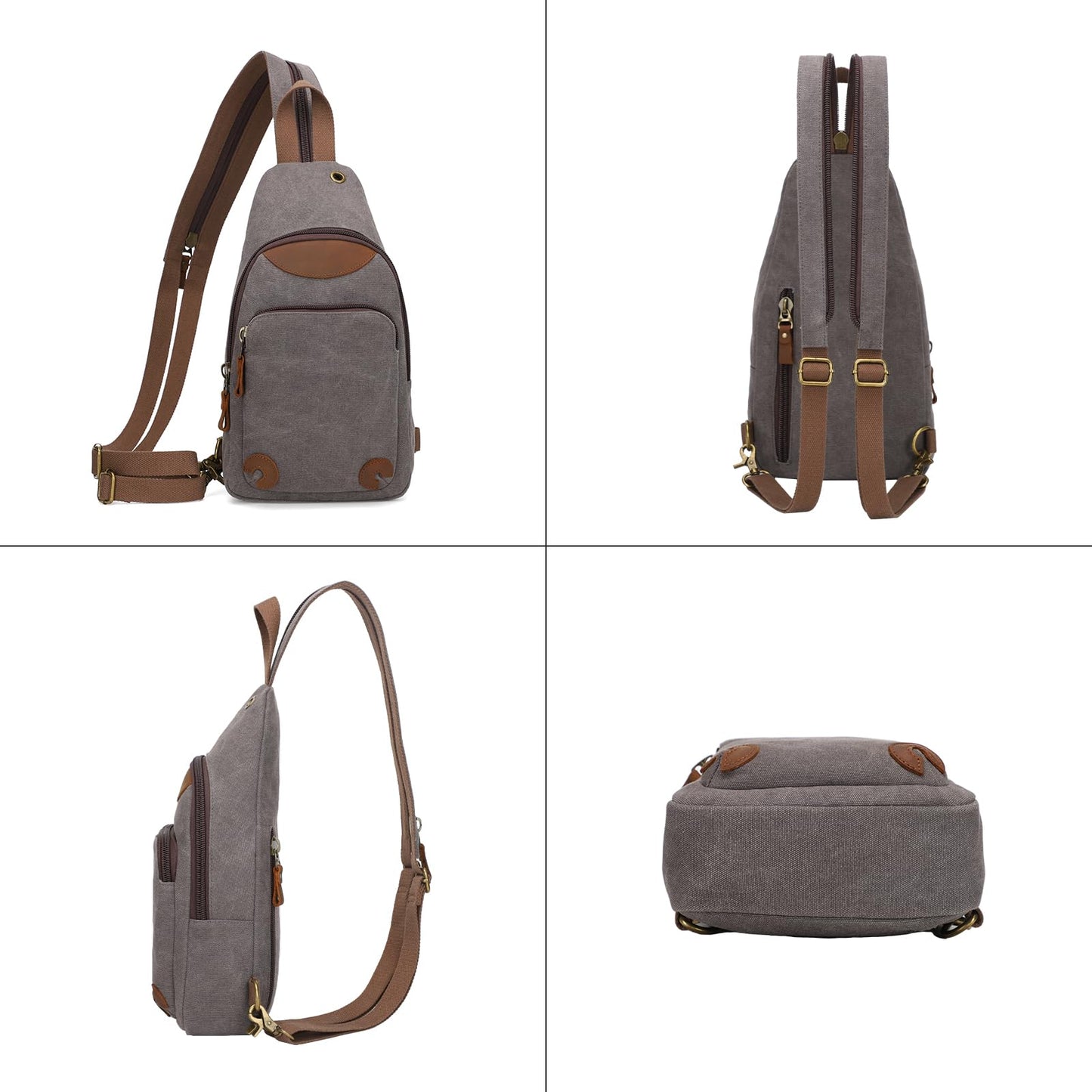 KL928 Canvas Sling Bag Crossbody Backpack Shoulder Casual Rucksack for Men Women