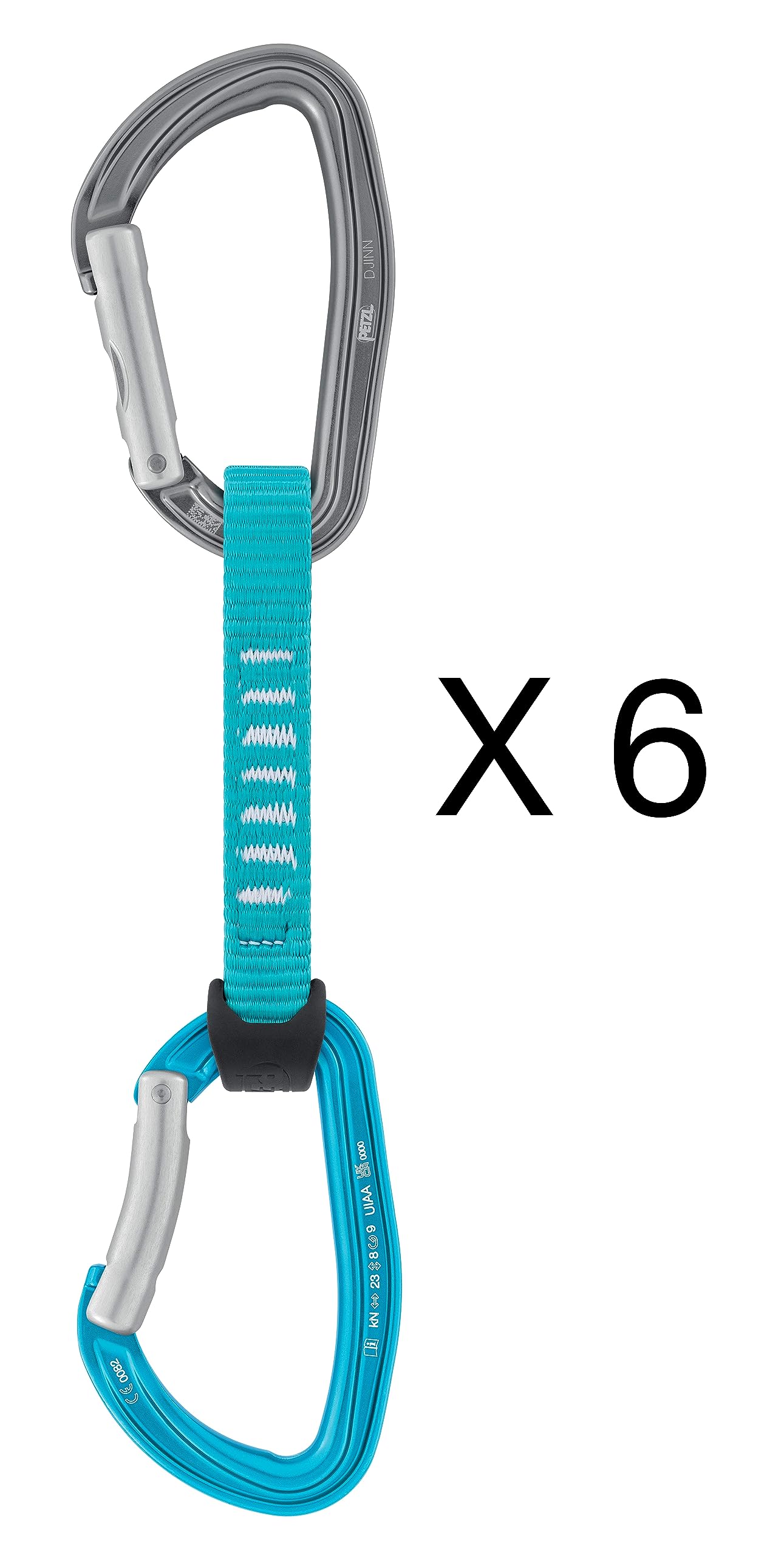 Petzl DJINN AXESS Quickdraws - 6-Pack of Durable, Lightweight Quickdraws for Sport, Trad, and Aid Climbing - Turquoise - 11 cm
