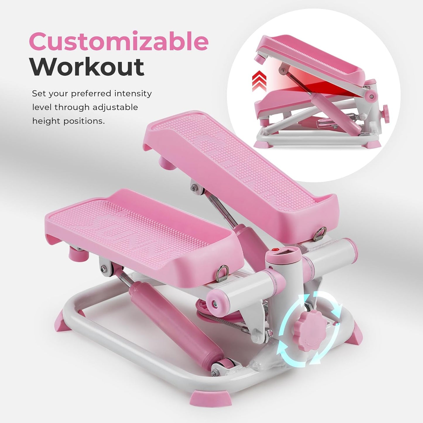 Sunny Health & Fitness Mini Stepper for Exercise at Home, Stair Step Workout Machine with Resistance Band and Over 300lb Weight Capacity, Optional Twist Motion and Free SunnyFit App Connection
