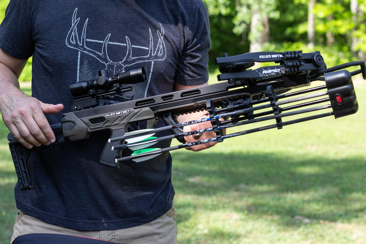 Killer Instinct Rapid 420 Crossbow - 420 FPS High-Speed Hunting Crossbow with 4×32 Scope, Rope Cocker, Arrows, Quiver & Rail Lube - Compact & Powerful Kit