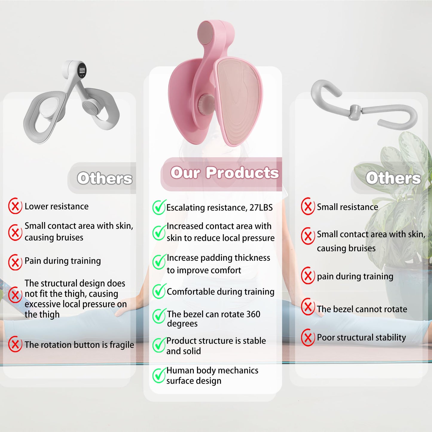 Aiyazhi Inner Thigh Exerciser kegel Exerciser Pelvic Floor Muscle Toner for Women, Leg Workout Exercise Equipment Device HIPS Pelvis Buttock Trainer abductor Machine kegal excersize