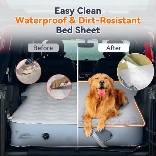 GOTIDY Car Air Mattress Sheet, Cotton-Lined SUV Air Mattress Fitted Sheet, Ultra Soft TPU Waterproof Car Bed Sheet Fits SUV Air Mattress (Gray)