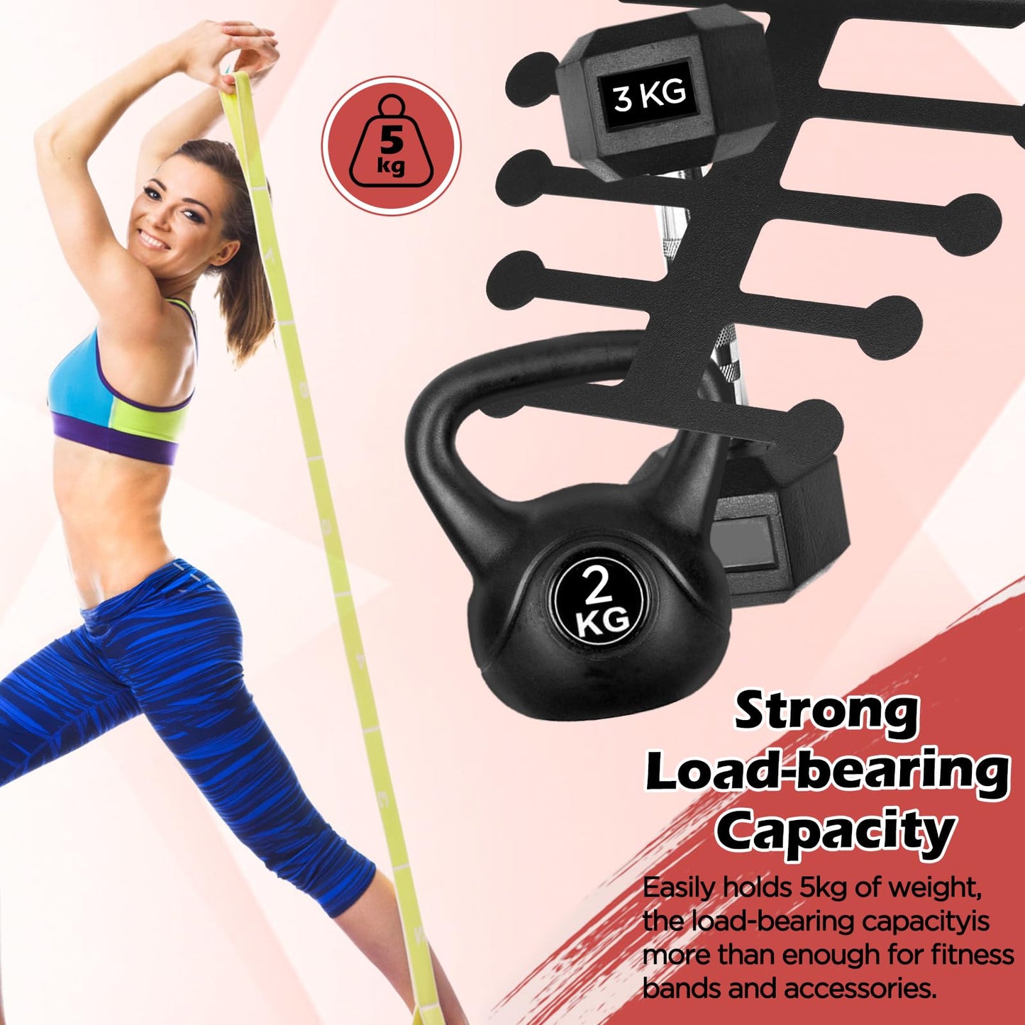 Jurtmy Resistance Rack Band Storage Hanger Gym Equipment Organizer, Multi Purpose Gym Equipment Storage Rack for Home, Chains,Weight Lifting Bands,Gym Accessories