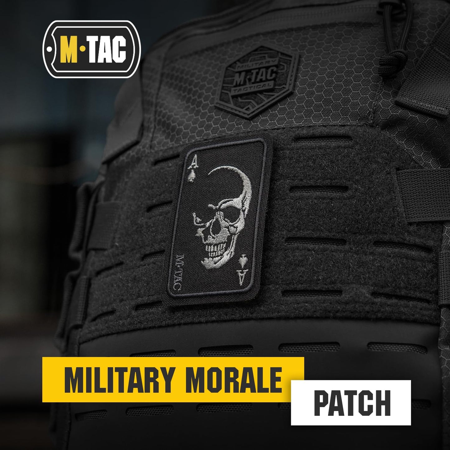 M-Tac Embroidered Patch Face of War - Morale Badge for Tactical Military Army Gear with Hook Fastener (Black)