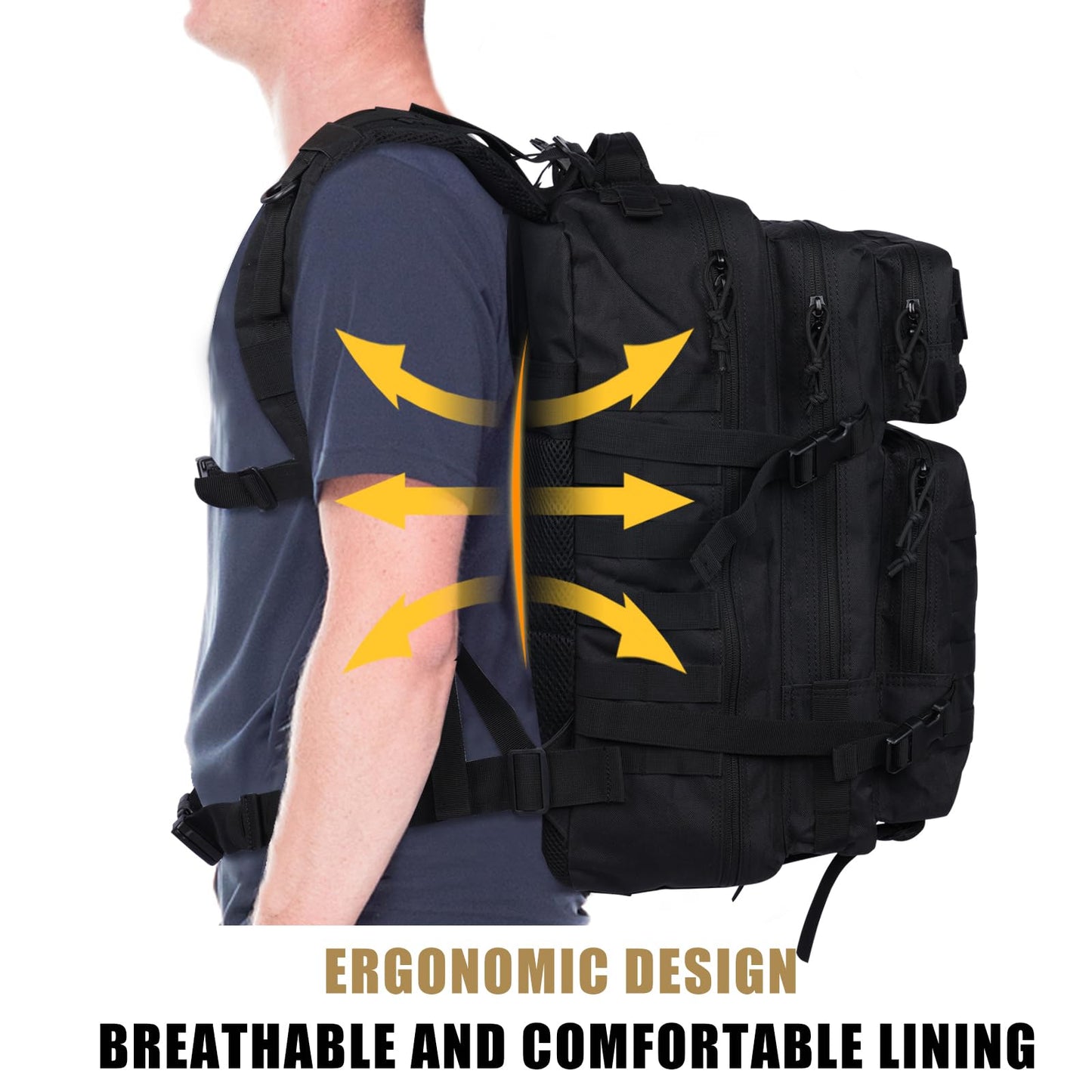 ELFTREE 45L Military Tactical Backpacks, 3 Day Assault Pack, Large Army Bug Out Bag With Molle System for Men and Women Camping, Hiking Trekking Rucksack