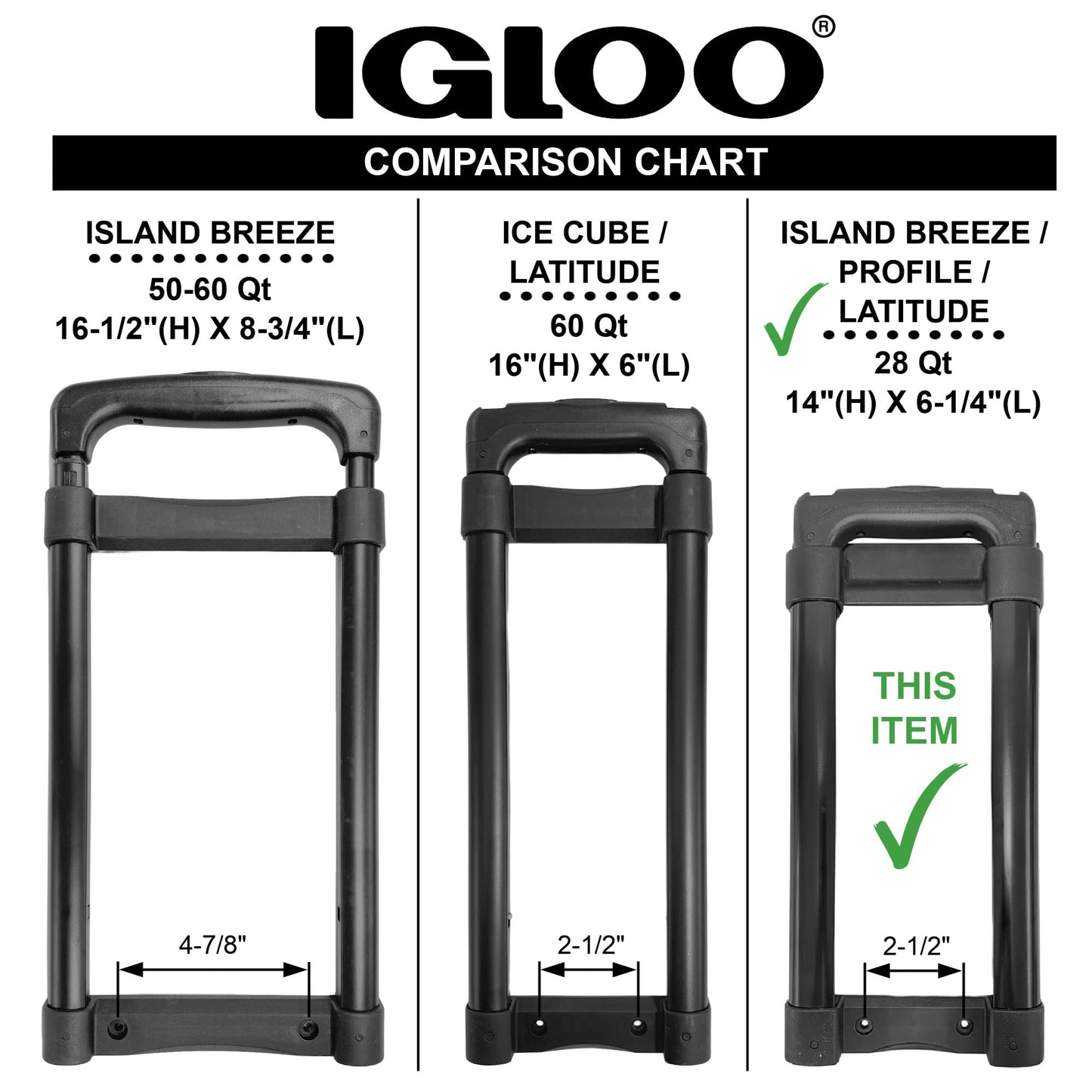 Igloo Replacement Telescoping Handle for Island Breeze/Profile/Latitude 28 Qt Wheeled Cooler