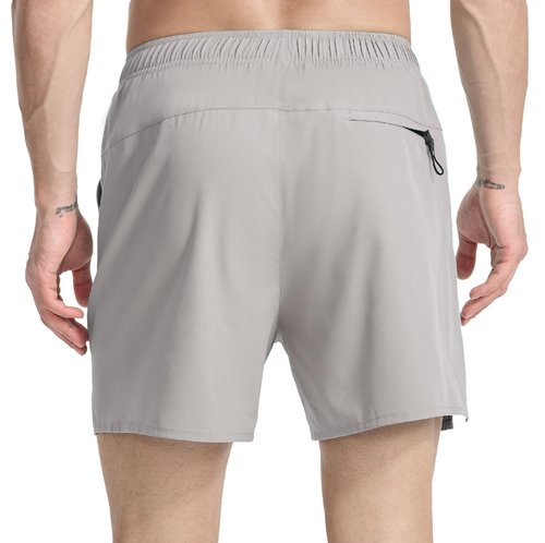 Men's Running Athletic Shorts 5 inch Quick Dry Workout Short Tennis Gym Shorts with Zipper Pockets Light Gray M