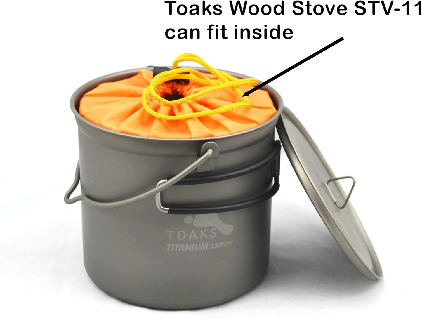 Toaks Titanium 1100ml Bushcraft Pot – Bail Handle for Open Fire Cooking & Backpacking