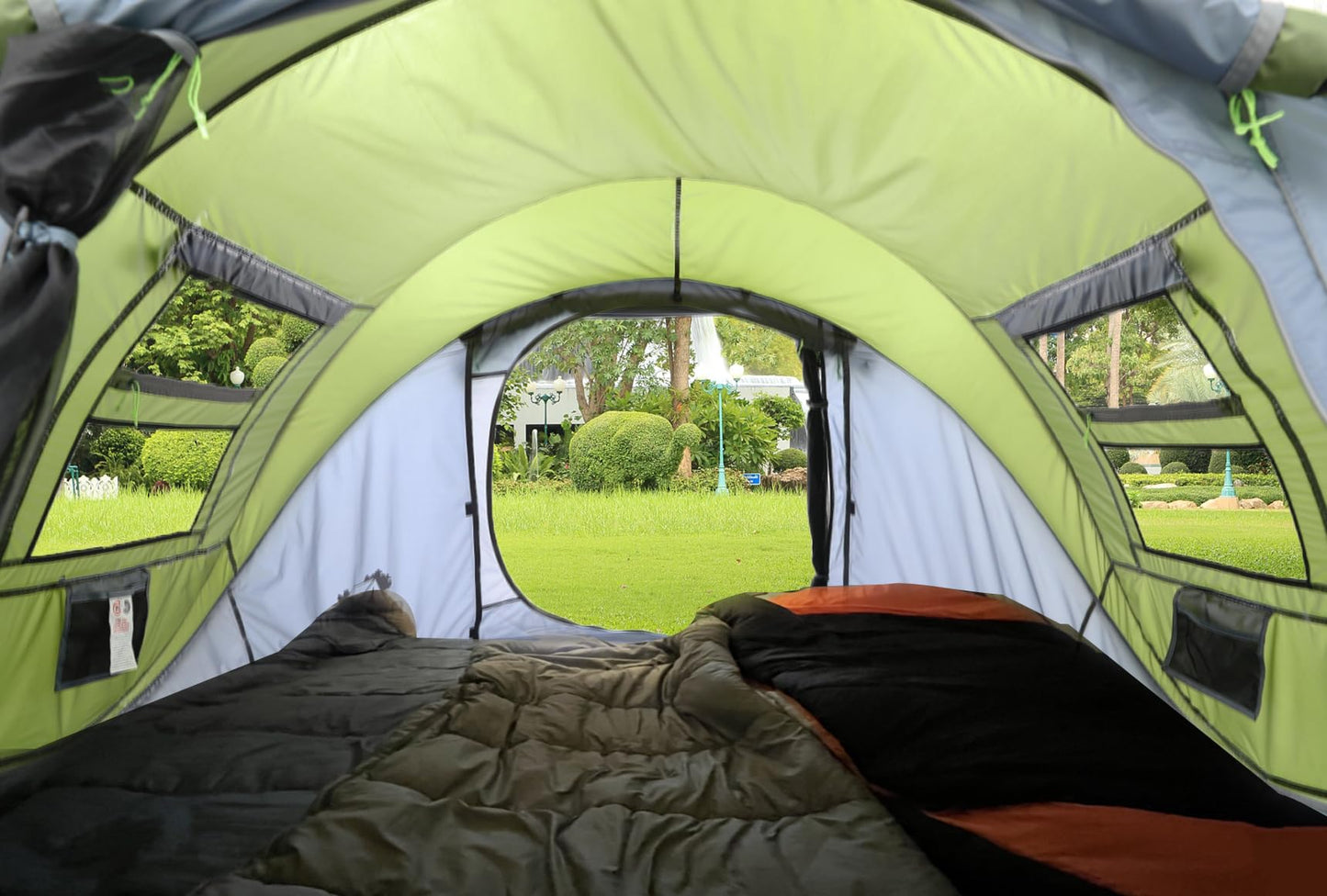 Orrstar Pop Up Tents for Camping 4 Person Waterproof Pop Up Tent Easy Up Setup Camping Tent 4 People 2 Big Doors Instant Tent Family Tent Popup-4P-4Z-Green