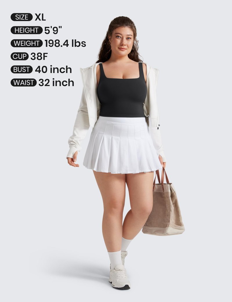 CRZ YOGA Butterluxe Square Neck Crop Tank Tops for Women - Workout Longline Sports Bras Padded Yoga Camisole Black Medium