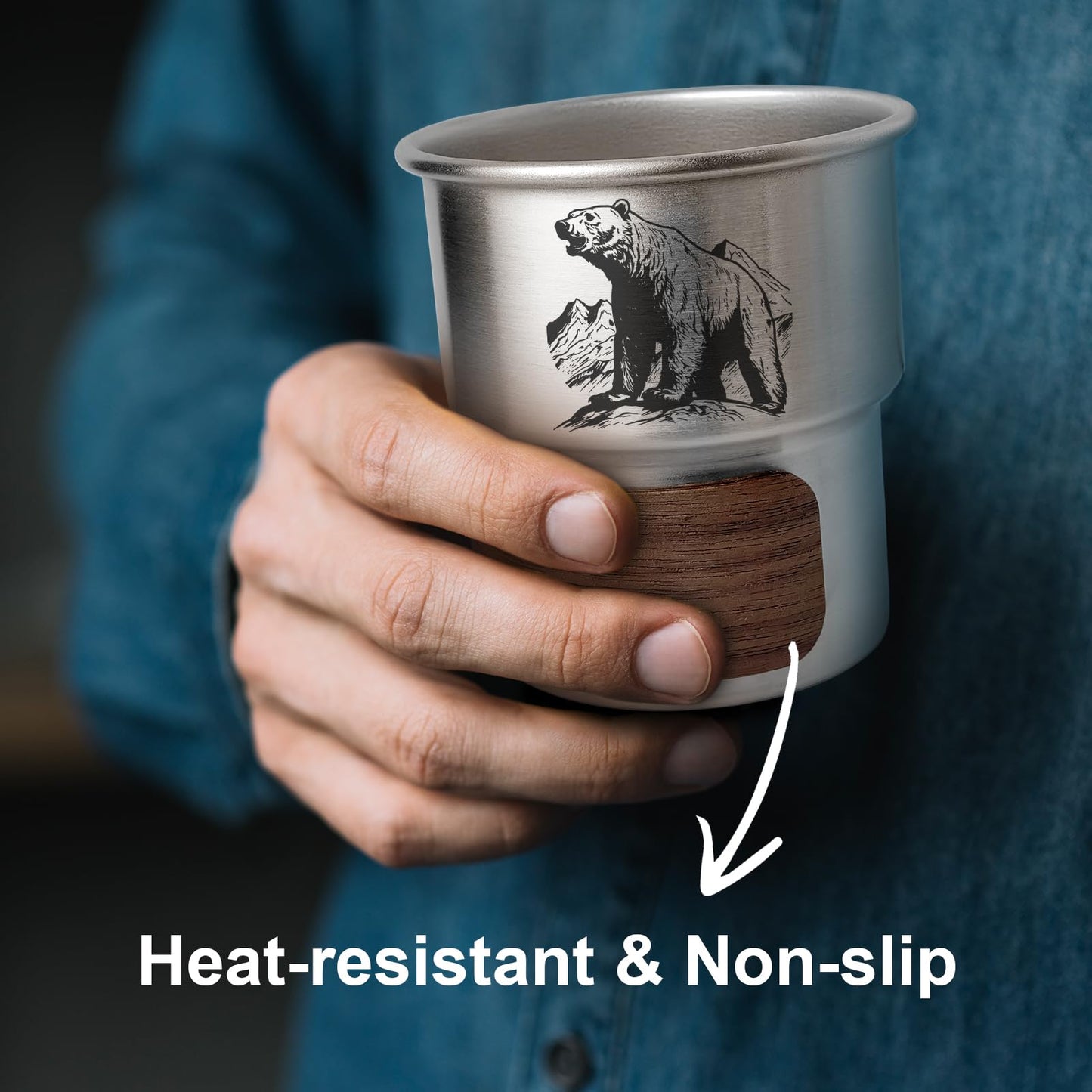 Jutasty Funny Stainless Steel Outdoor Adventurers Cup, Portable Camping Travel Coffee Cup Mug, Hiking Backpacking Outdoor Cup Gifts for Men Father Grandpa Uncle, Animal Polar Bear, 9.5oz(280ml)