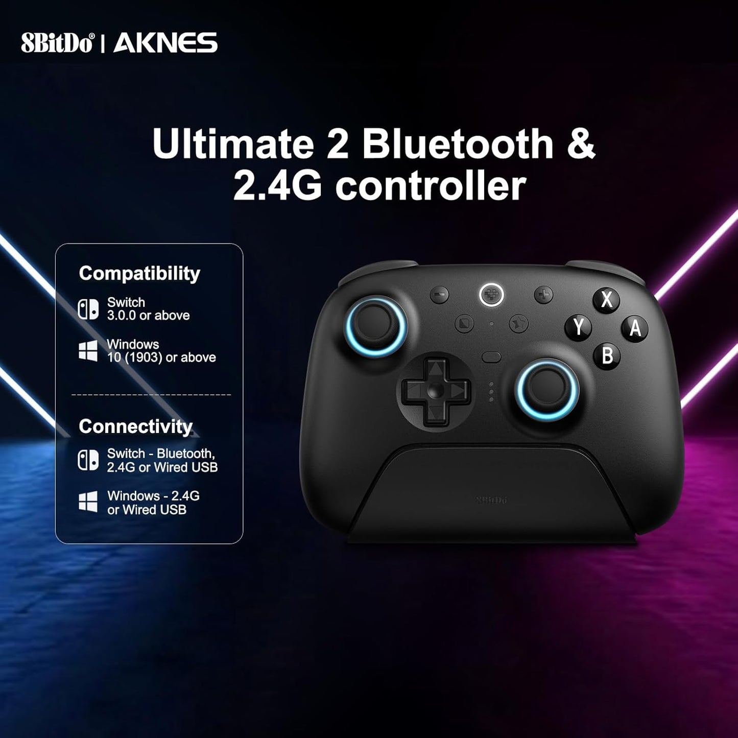 8BitDo Ultimate 2 Bluetooth Controller for Switch, Switch 2, PC&Windows,Switch Pro Controller with TMR Joysticks,Tactile/Hall Triggers,Programmable L4/R4 Bumpers,2 Back Paddle Buttons,RGB Ring,Yellow
