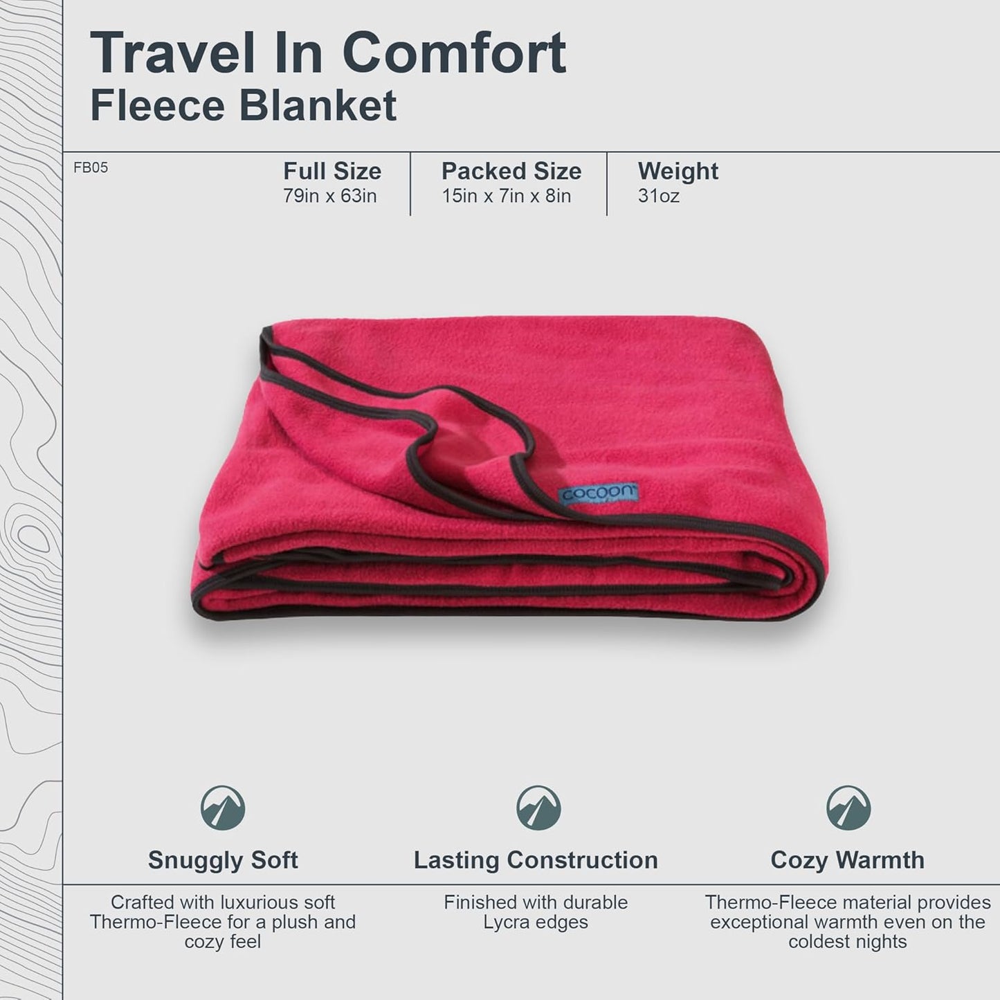 cocoon- Premium - Travel Fleece Blanket - Cozy, Soft, Warm, Lightweight - Regular 79" x 63"