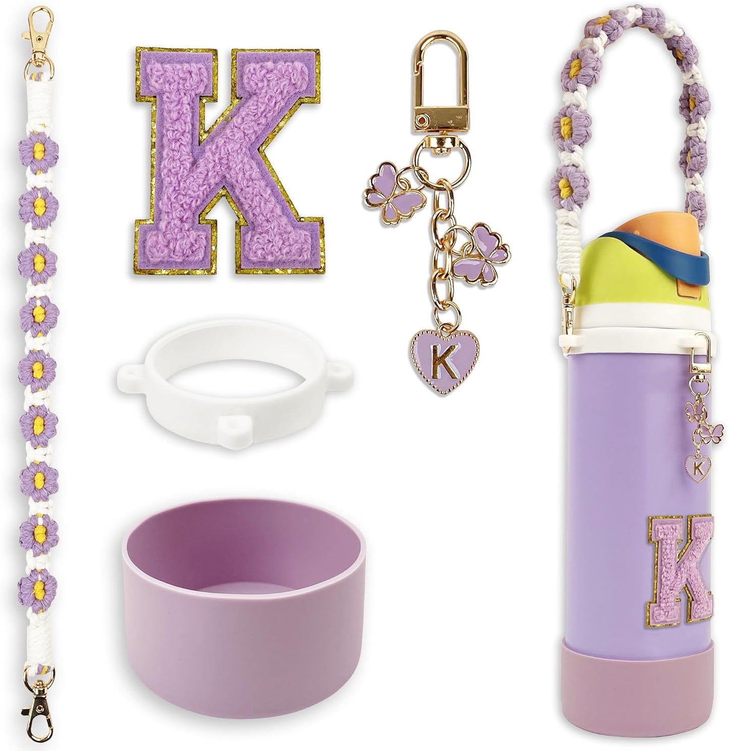 Silicone Boot Monogram Set for Owala Water Bottles | Cute Pink & Black Accessories