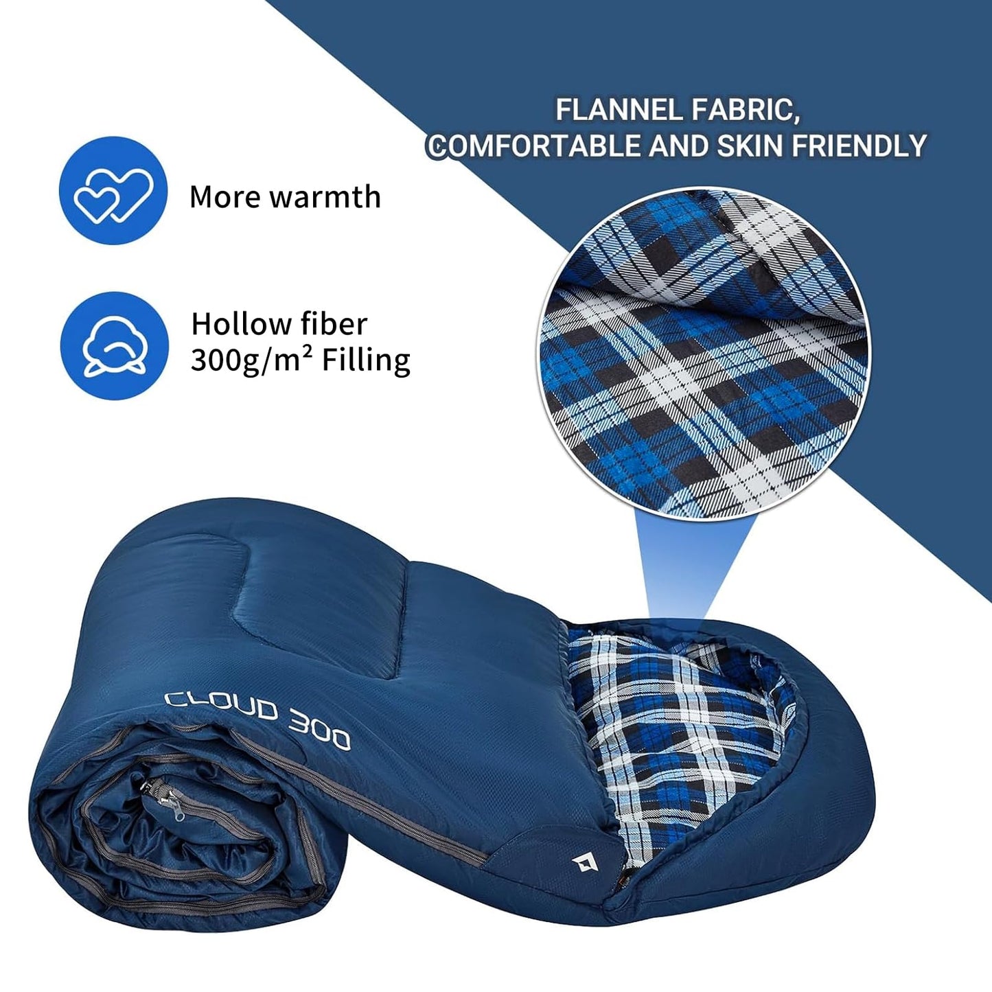 KingCamp 45°F Kids Sleeping Bag, Lightweight Waterproof & Compact Flannel Sleeping Bags Cold Weather & Warm Youth Essentials Gear Accessories for Camping, Fits 10-12 Children up to 5'5" Tall