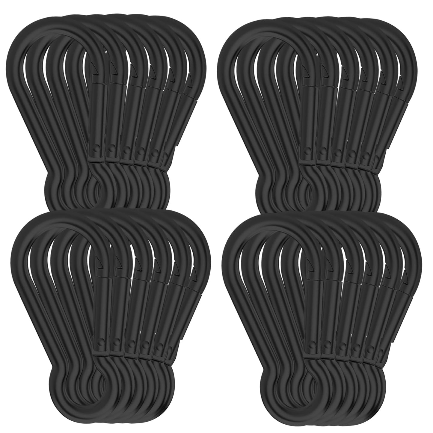 WENQUIT 36PCS M8 Spring Snap Hook, 3Inch Heavy Duty Carabiner Clips, 5/16" Galvanized Steel Quick Link Carabiner Hooks for Hammock, Camping, Hiking, Keychain, Water Bottle & Backpack-Black