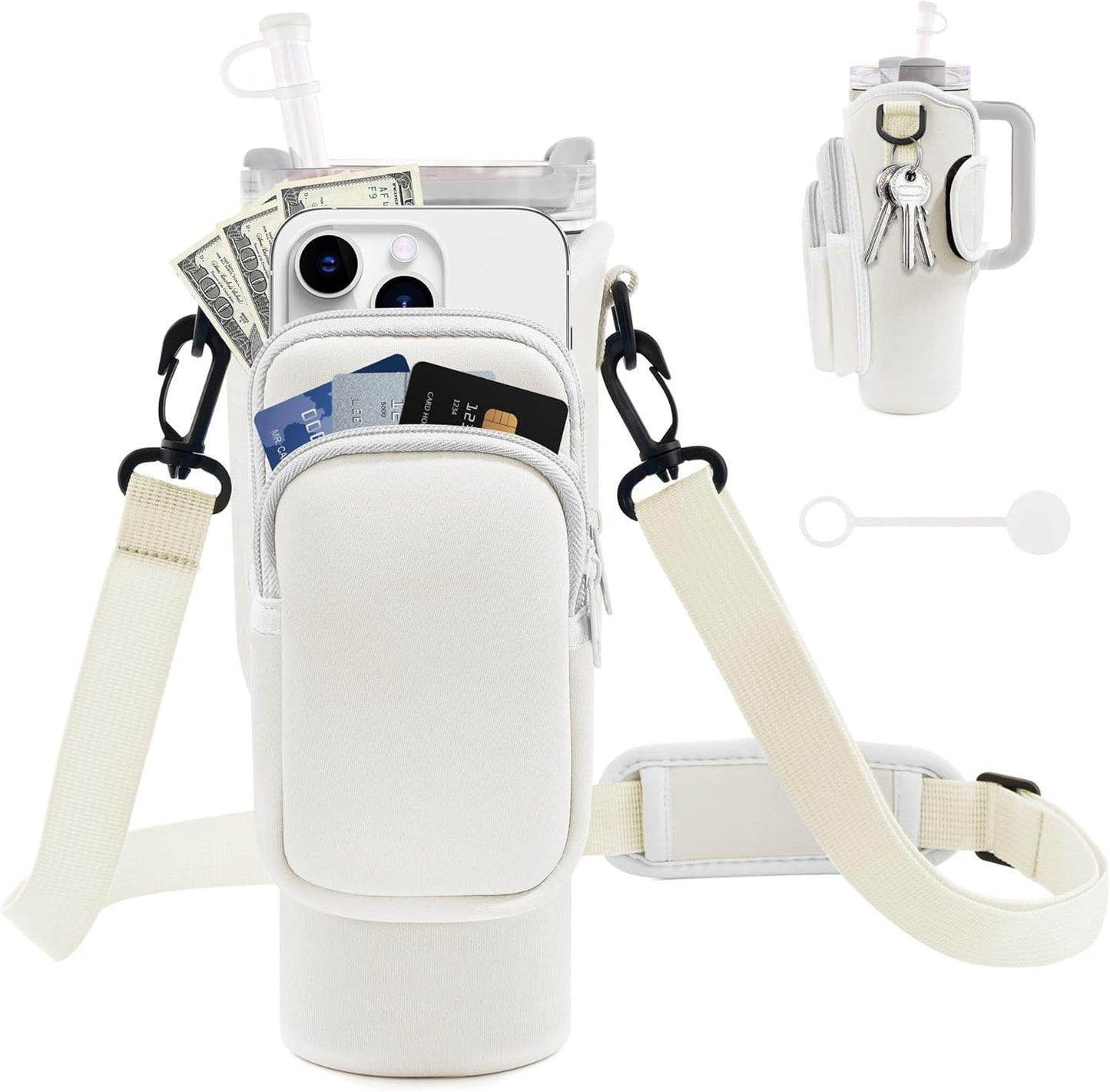 Water Bottle Carrier Bag for Stanley Cup 40/30 Oz | Adjustable Strap & Phone Pocket