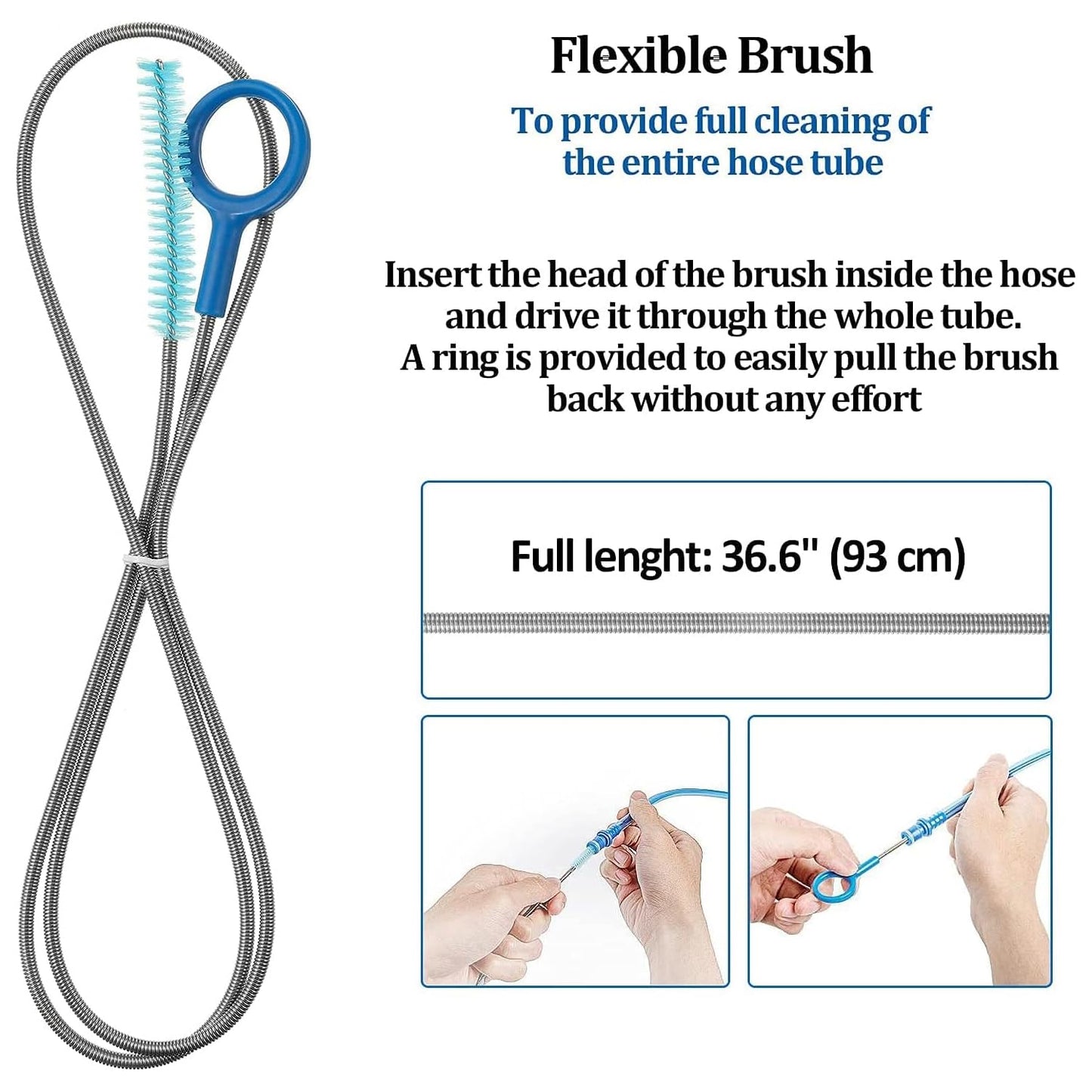 Hydration Bladder Cleaning Kit, Water Bladders Cleaner Set with Flexible Long Brush for Hose, Small Bite Valve Brush, Big Brush, Drying Collapsible Bladder Frame, Carrying Pouch (4 Pieces Set)