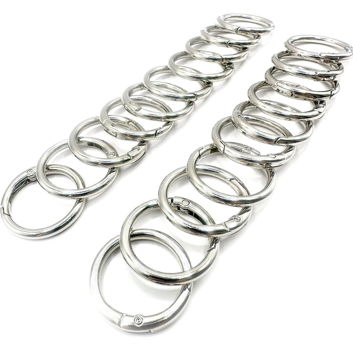 20 Pack 1 Inch Carabiner Clip, Spring O Rings Metal Alloy Purse Clip, Round Keyring Buckle Clips, Small Keychain Hook Clip for Key Bag(Silver)