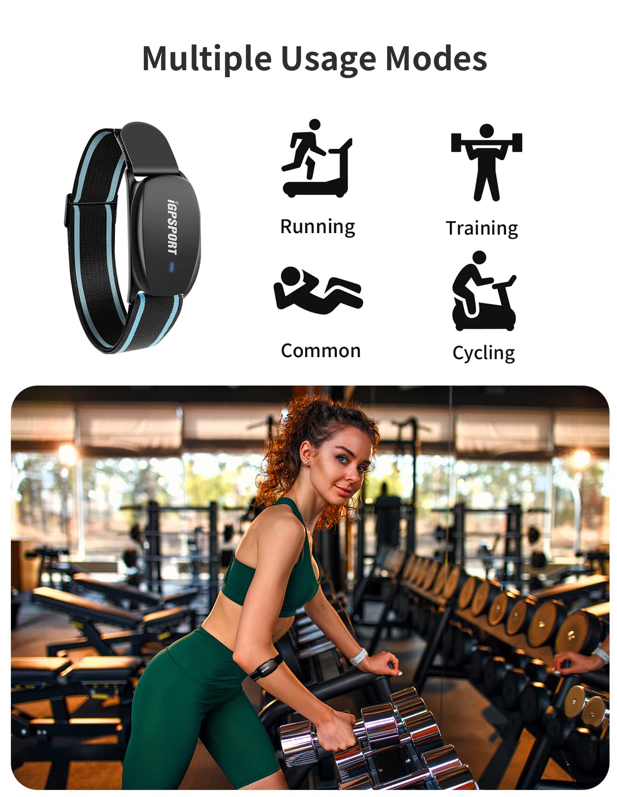 iGPSPORT Heart Rate Monitor Armband HR70, Bluetooth 5.0 ANT+ arm Heart Rate Monitor, 65H Battery Life and HR Zone LED Indicator (Black)