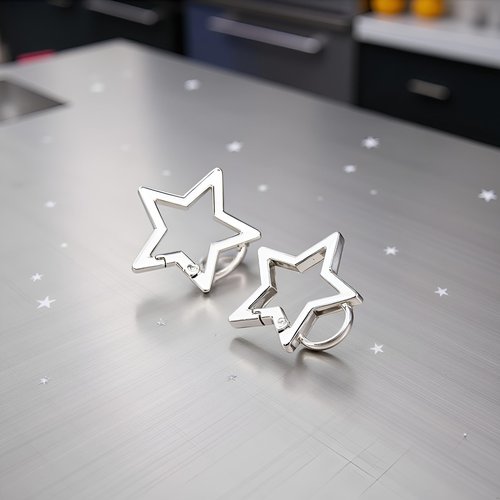 Silver Star Shaped Stainless Steel Keychain Clip Carabiner Snap Hook Holder Star Carabiner Hook Clip Key Holder Carabiner Clip Keychain Carabiners for Keys and Wallet Accessory