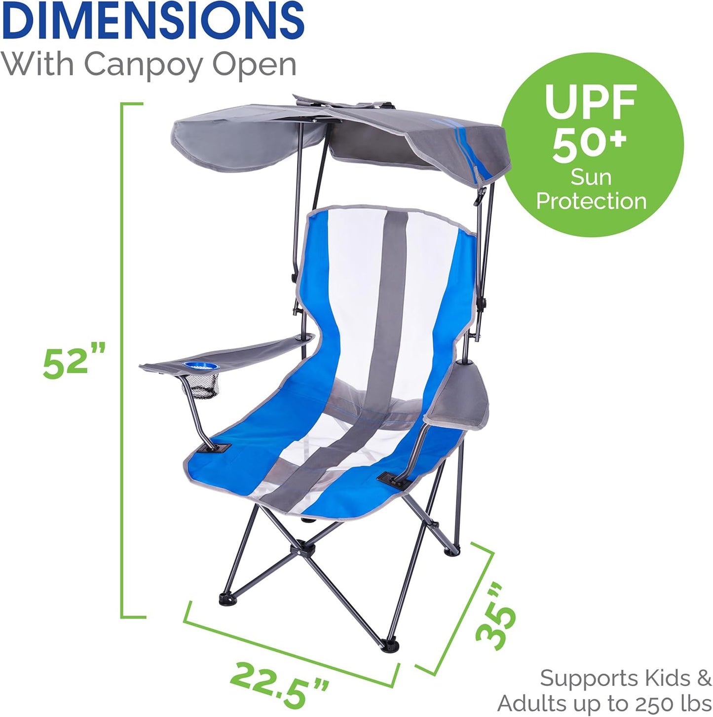 Kelsyus Original Foldable Canopy Chair for Camping, Tailgates, and Outdoor Events, Grey/Red
