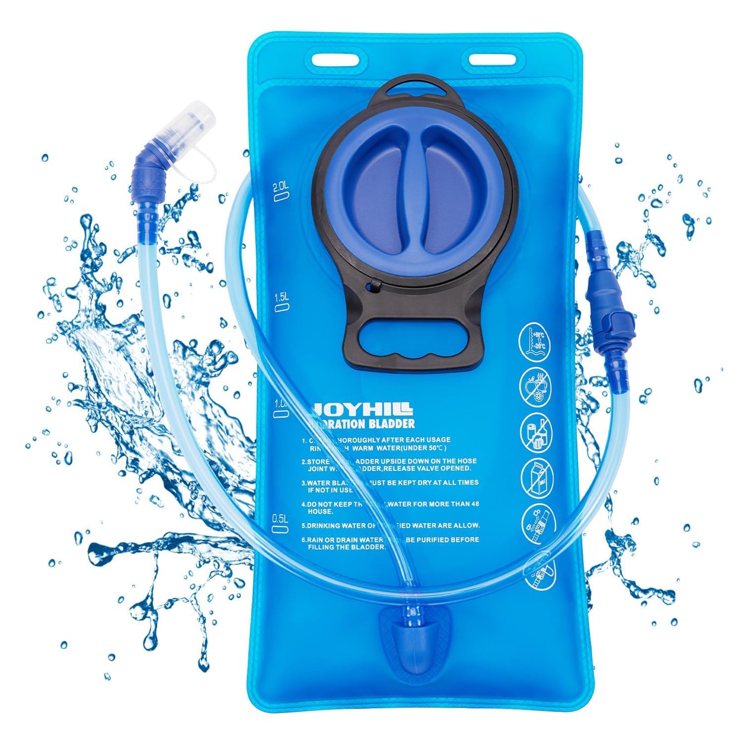 JOYHILL TPU Hydration Bladder,1.5L 2L 3L Water Bladder for Hiking Backpack BPA Free Leak Proof Hydration Pack for Camping Running Biking Hiking (2.0L)