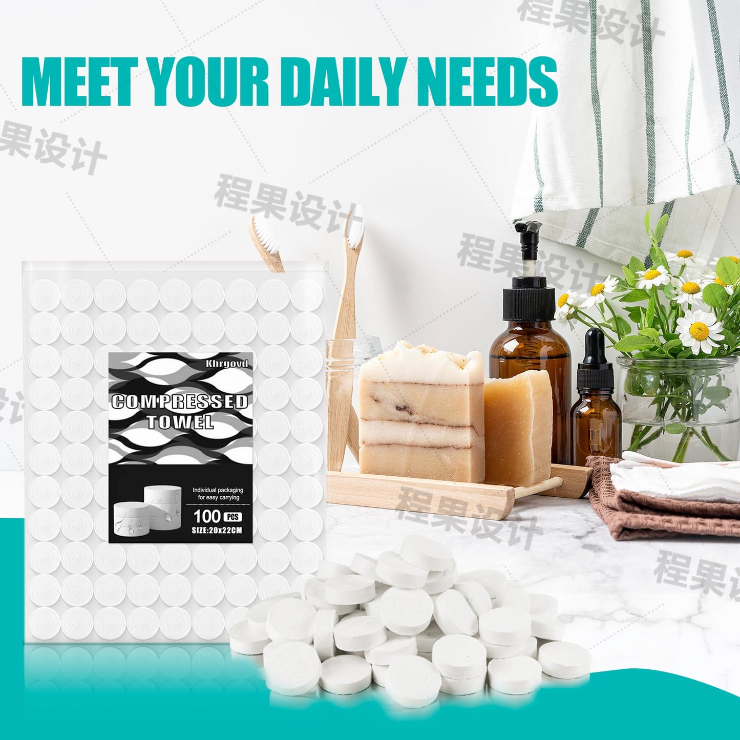 Khrgovd 100PCS Compressed Towel Tablets Mini Disposable Compressed Towel Tablets,Bulk Coin Tissues,Disposable and portable face towels suitable for travel, Camping, Sports, Beauty Salons, Home use