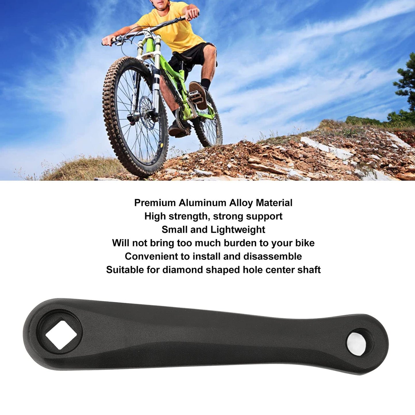 Tefola 152mm Bike Crank Arm, Bike Crank Arm Left 152mm Diamond Hole Aluminum Alloy Strong Support Pedal Crank Leg
