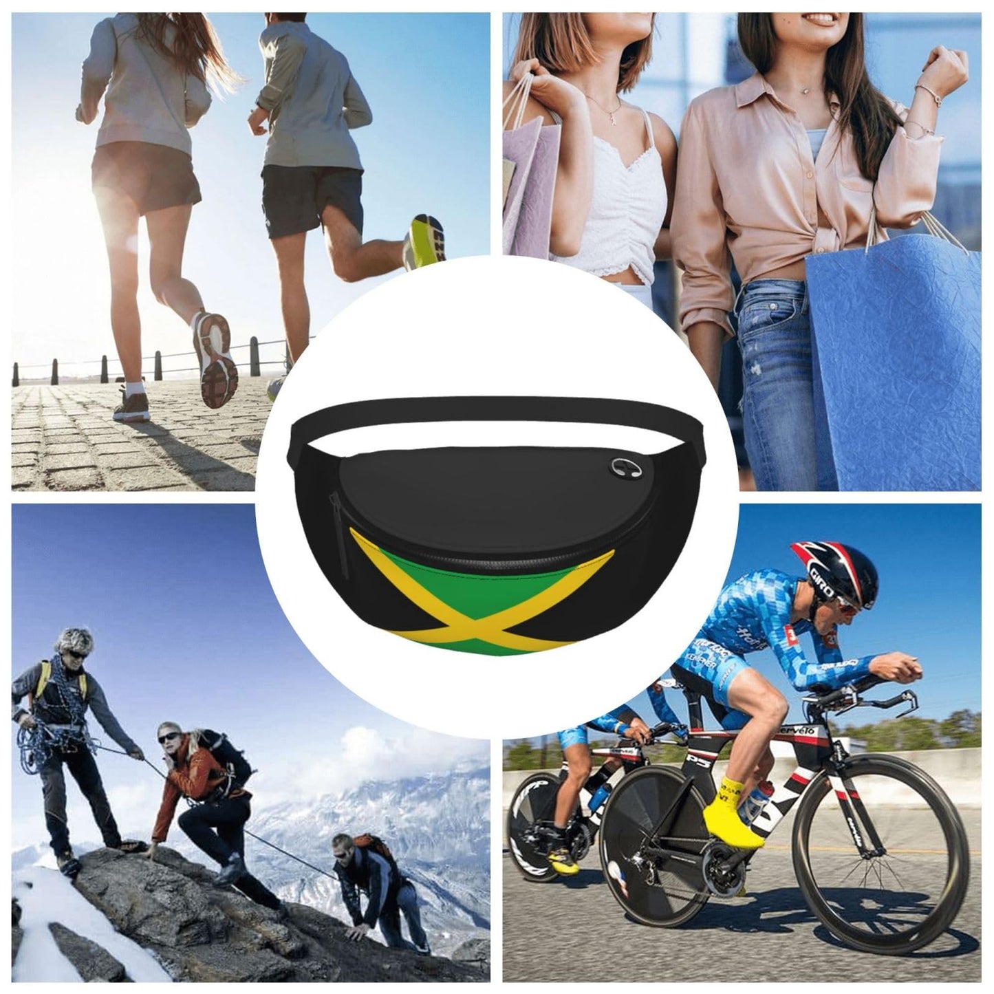 Flag of Jamaica Fanny Pack Crossbody Waist Bag Pack for Men Women. Belt Bag for Travel Walking Running Hiking Fishing.