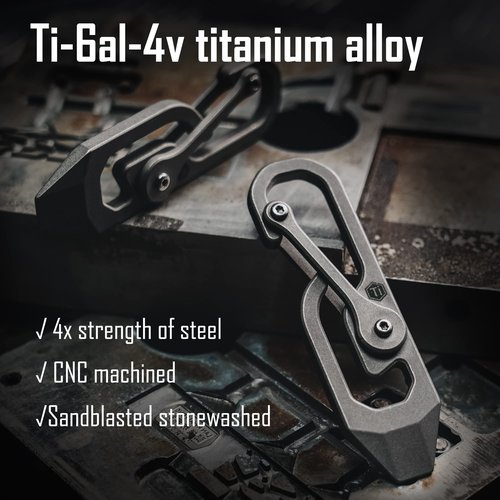 KeyUnity KU04 Titanium Carabiner Keychain Tool, Quick Release Carabiner with Pry Bar Function for Everyday Carry
