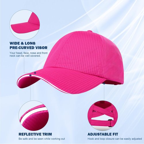 Criss Cross High Ponytail Baseball Cap for Women Lightweight Mesh Running Hat with Reflective Trim, Adjustable Fit for Sports Black