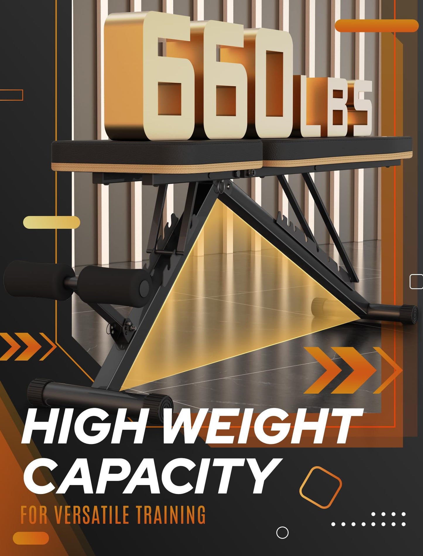 FitGoods Weight Bench Press, Foldable Workout Bench for Home Gym, 660 LBS Stable Incline Decline Bench for Full Body, Weight Benches for Home Gym, Sit up Bench Strength Training Benches