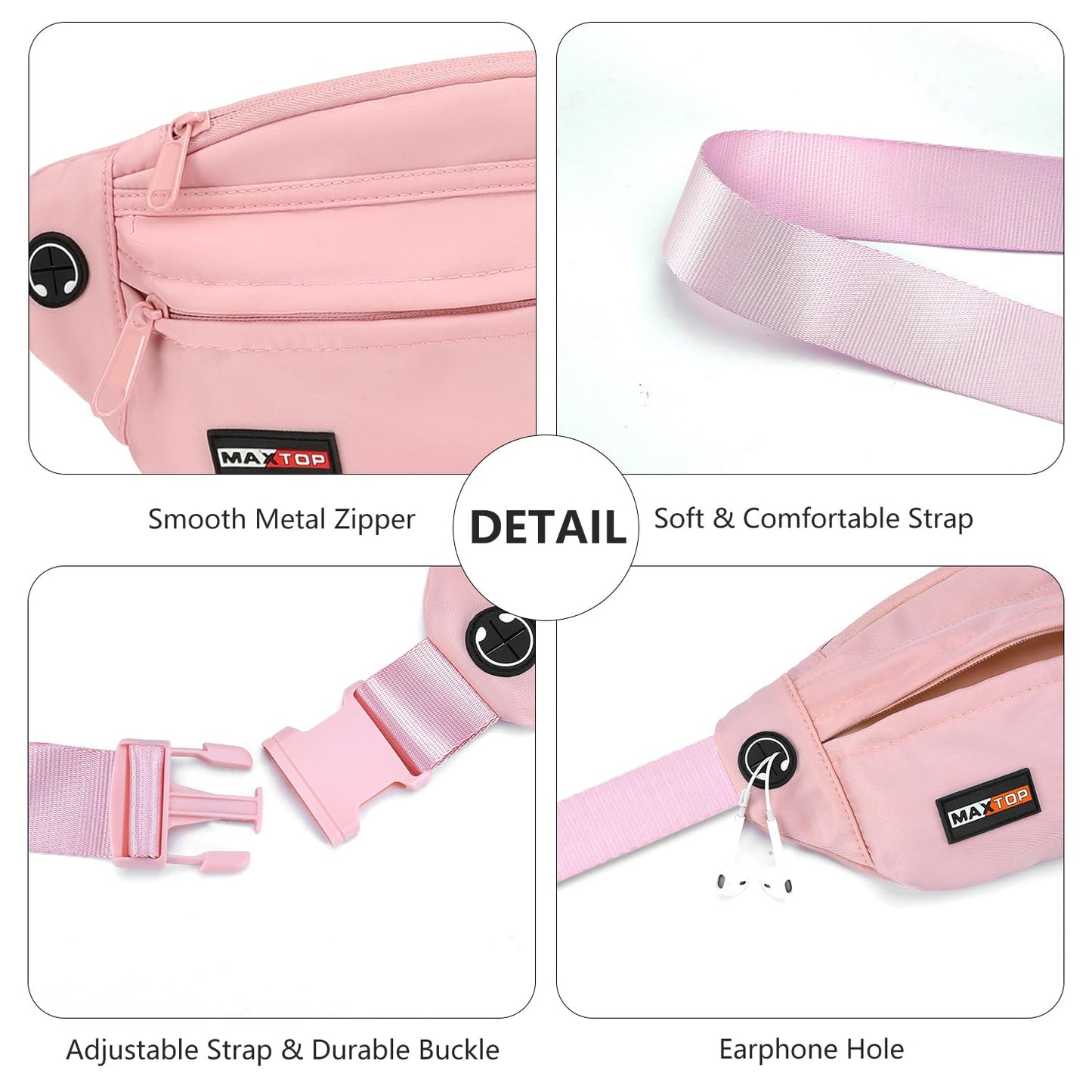 MAXTOP Fanny Pack Shoulder Bag Belt Bag with Headphone Jack Water Resistant Waist Bag Running Phone Holder for Women Yoga Gym Jogging Workout Fitness Exercise Dog Walking