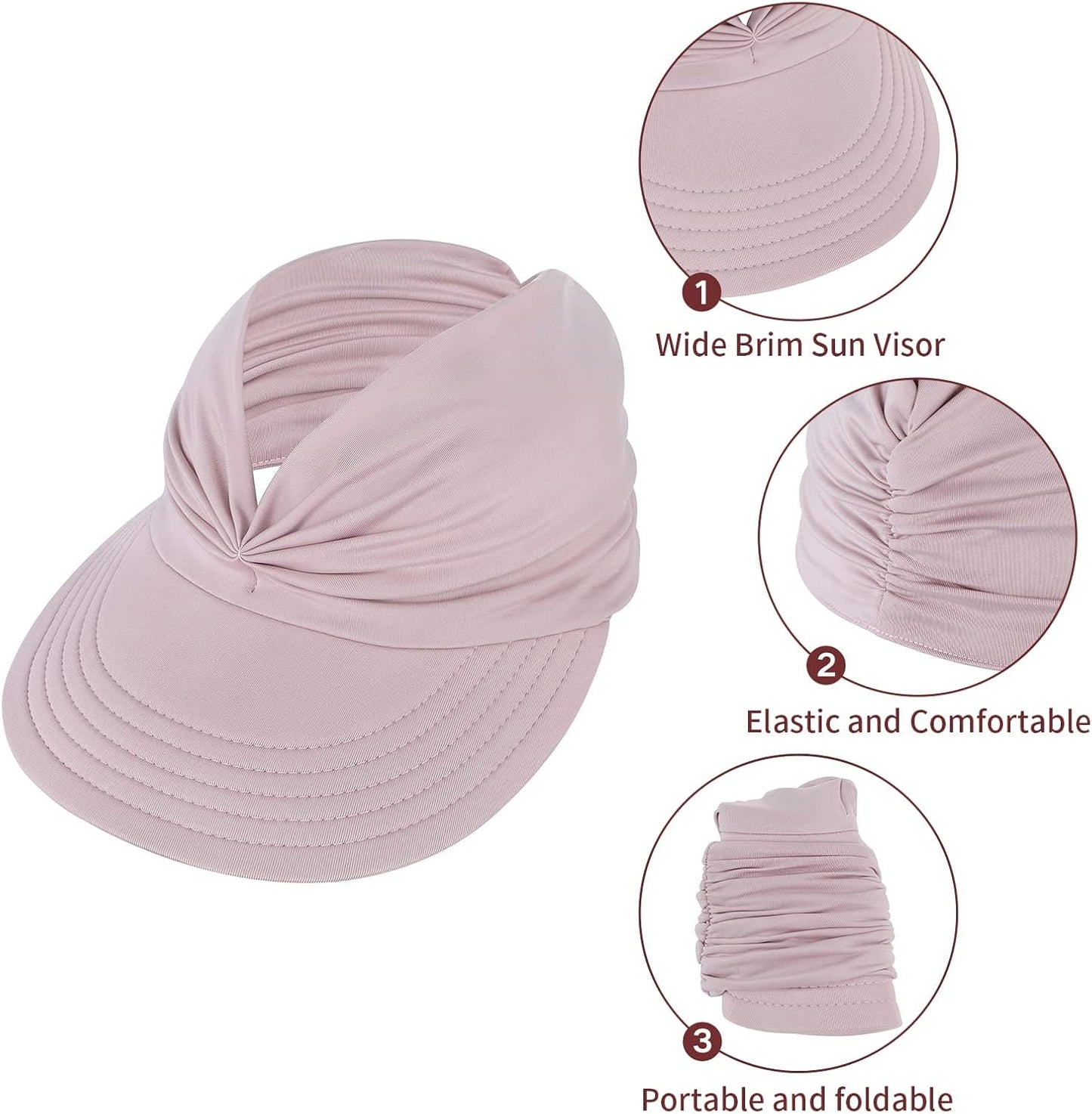 UV Protection Sun Hats for Women | Wide Brim Summer Visor with Ponytail