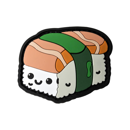 Kawaii Sushi Salmon Nigiri - Parody PVC Morale Patch | Hook & Loop Backing