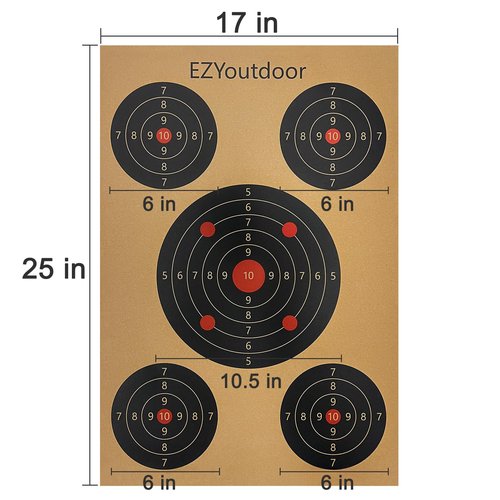EZYoutdoor Multiple Aiming Zones Paper Targets, 45 Pack Paper Shooting Targets 17 x 25 Inch, Suitable for Handguns, Airguns, Rifles, BB Guns Practice, Outdoor and Indoor Use