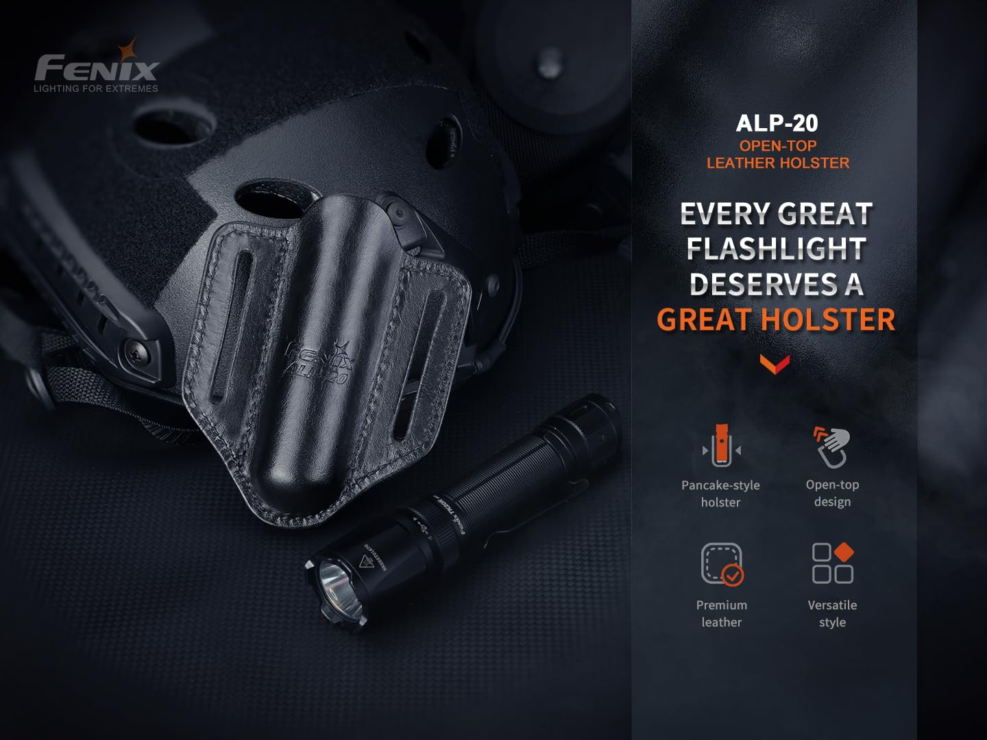 Fenix ALP-20 Leather Flashlight Holster for PD36R/C7/TK20R/PD40R and More with EdisonBright Accessory Carrying case