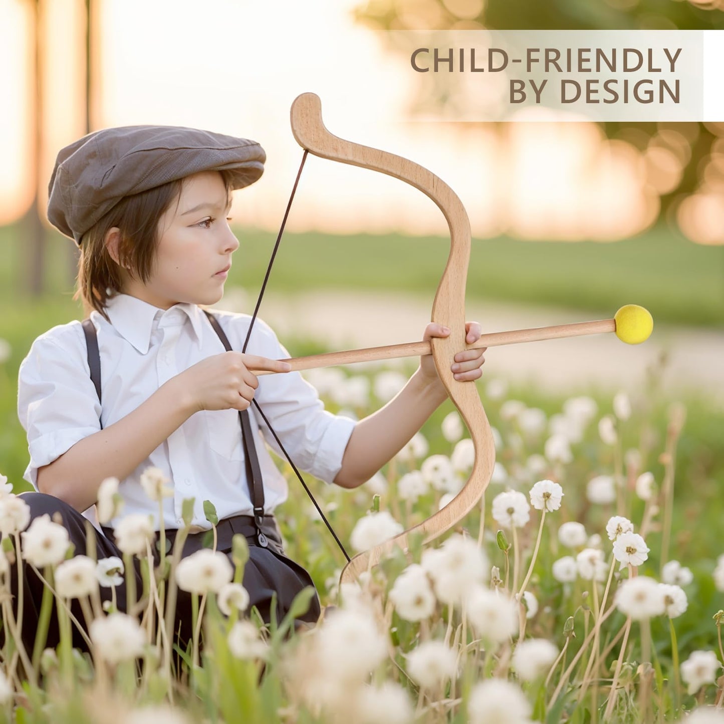 Kids Bow and Arrow Wooden Archery Toy Set for Kids Ages 3+ Bow and Arrow Set Includes 3 Arrows 3 Targets Quiver Indoor and Outdoor Toys for Children Boys Girls