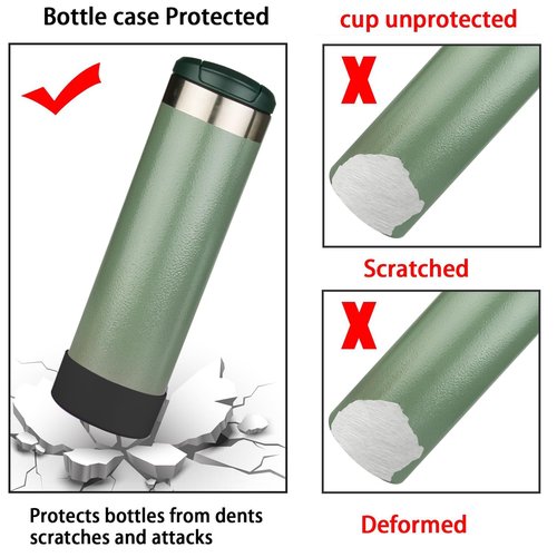 2PCS Silicone Water Bottle Boot for Stanley All Day Slim Bottle 20oz, Anti-Slip Protective Sleeve Bottom Bumper Protector for Stanley AeroLight Transit Bottle (Black)
