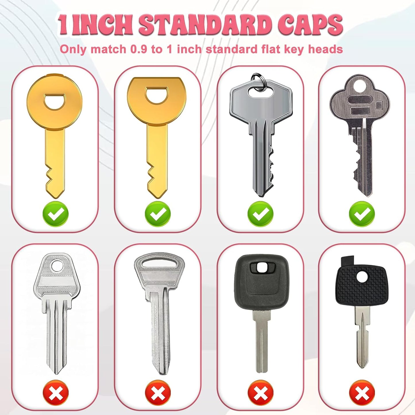 simarro 40-Pack Colored Keycap, Key Identifier Sets, Silicone Semi-Circular Identifier Covers, Suitable for Standard Regular Flat House Keys (Not Suitable for Odd-Shaped Keys), 4 Colors Available