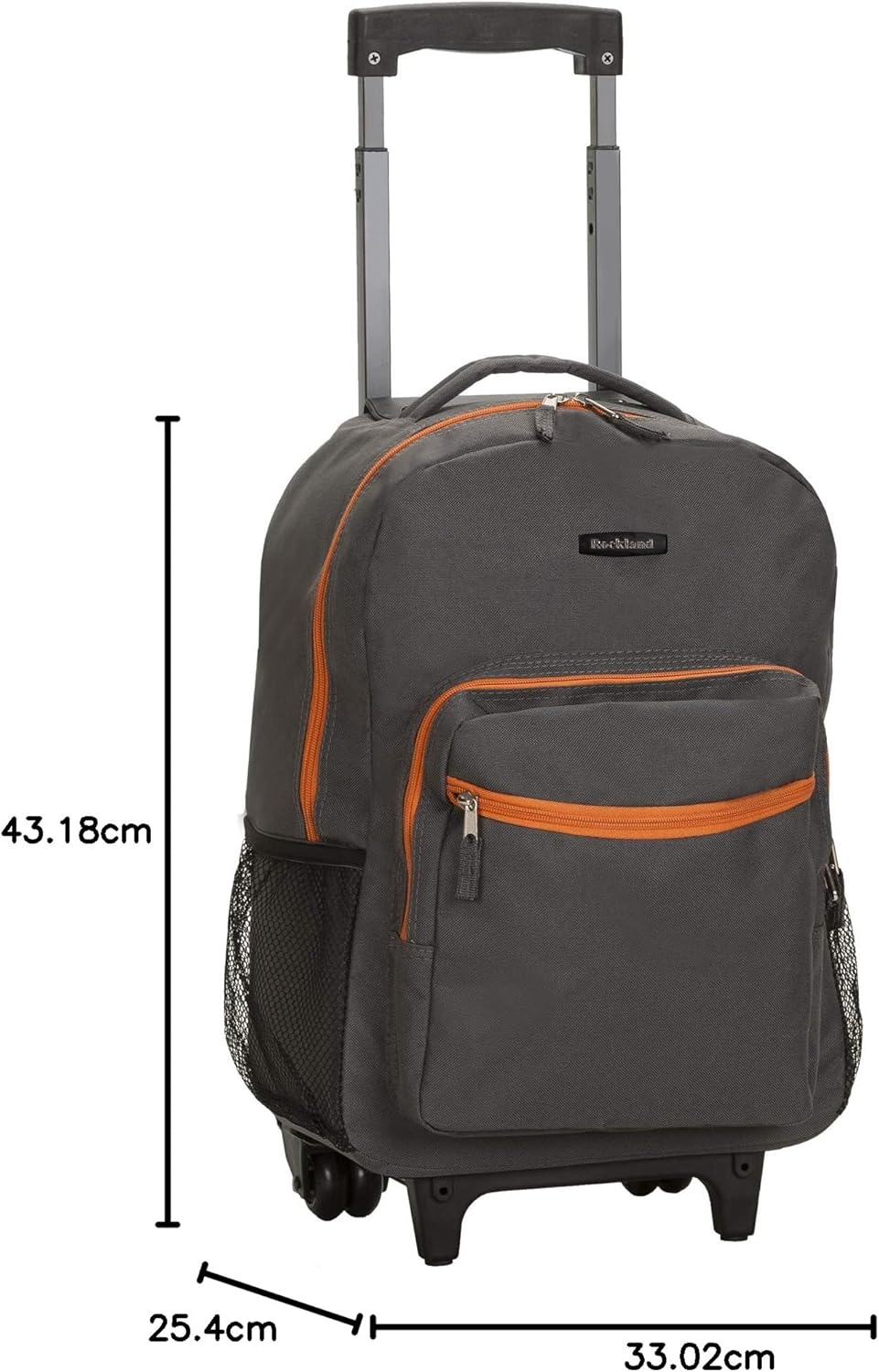 Rockland Double Handle Rolling Backpack, BLUELEOPARD, 17-Inch