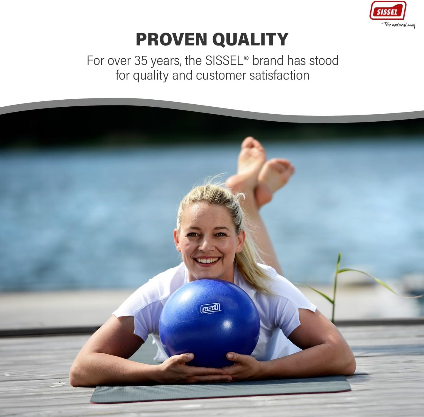 Pilates Soft Ball, 22 cm, Blue (Exercise-Balls, Yoga Gymnastics, Workout, Phthalate-free, Latex-free, 100 kg Weight Capacity)
