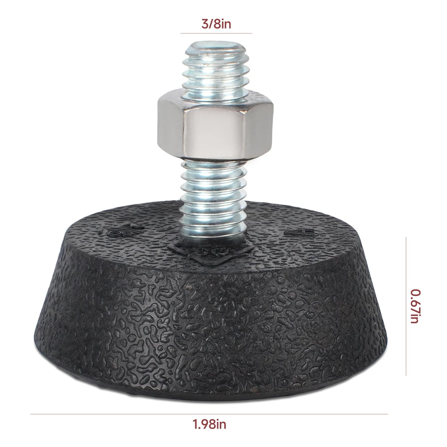 (4 Pack) Leveling Screw Foot Pads for Peloton Exercise Bike - Upgraded Stainless Steel 3/8" Leveling Screws, Anti-Slip Shock Absorbing, Noise Reduction Rubber Stabilizer Feet Replacement Parts