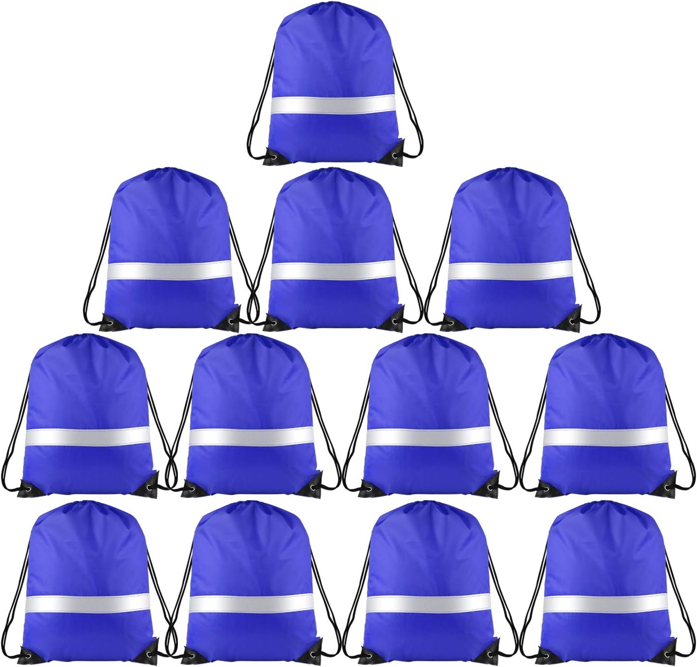KUUQA 15 Pack Drawstring Backpack Bag Bulk Reflective Backpack String Bags Cinch Sack Backpack for Team Yoga Sport Gym Traveling
