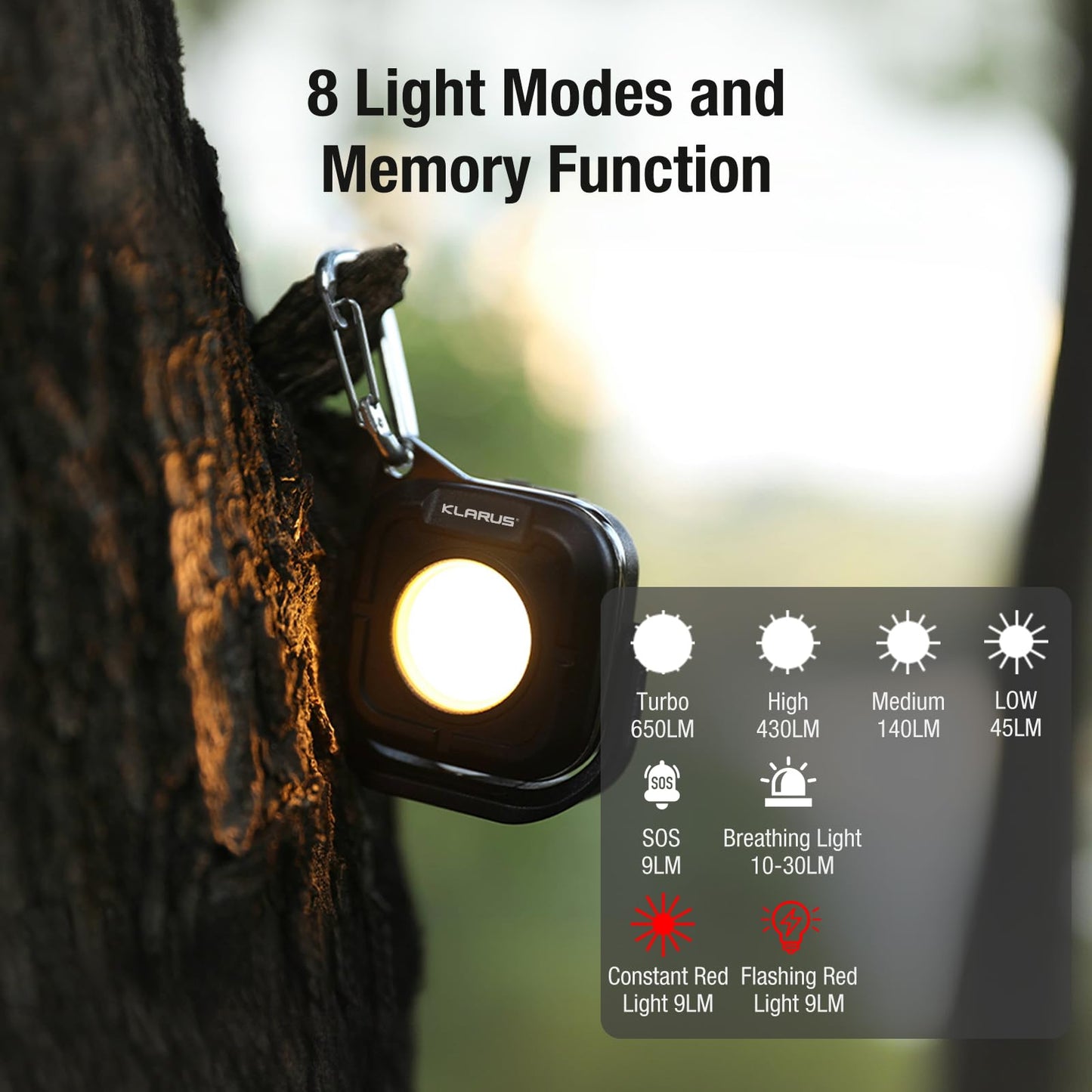 Klarus CL5 Small Work Light Powerful Magnetic Flashlight - 650lm Bright, 4 Color Temperatures (2700K-6500K) & USB-C Rechargeable, 180° Rotatable, IPX5 Waterproof, Portable LED Pocket Light