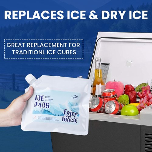 Reusable Ice Packs for Cooler- Long Lasting Cold Freezer Packs for Coolers and Lunch Boxes-Cooler Ice Packs for Camping Gear, Fishing, Road Trips,Beach Must Haves(6 Pack