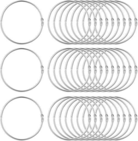 30 Pack Binder Rings 3 in Silver Loose Leaf Binder Ring, Small Book Rings Metal Rings for Index Cards, Notebook, Paper, Receipts Photos, DIY Crafts School Supplies